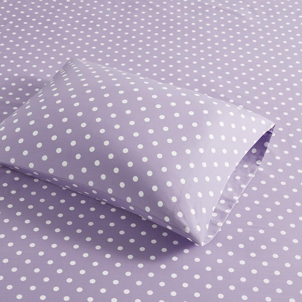 Polka Dot Printed 100% Cotton Sheet Set, Purple color