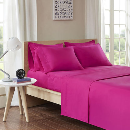 Microfiber Sheet Set with Side Storage Pockets, Pink color