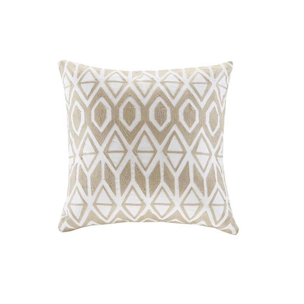 Embroidered Cotton Square Decorative Pillow