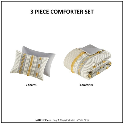 3 Piece Cotton Comforter Set