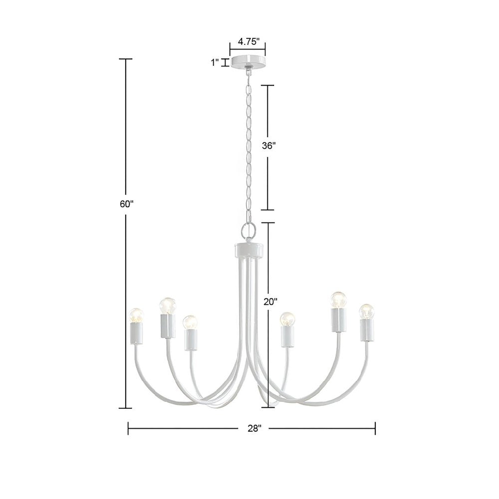 6-Light Metal Chandelier