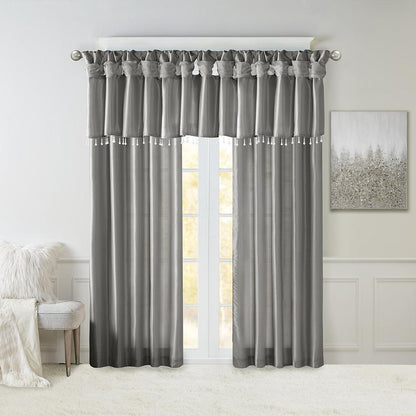 Lightweight Faux Silk Valance With Beads