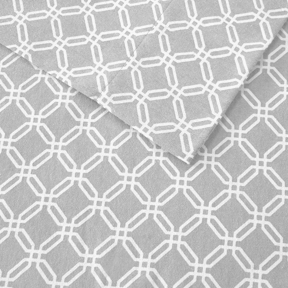 Cozy Flannel Printed Sheet Set, Grey Geo color