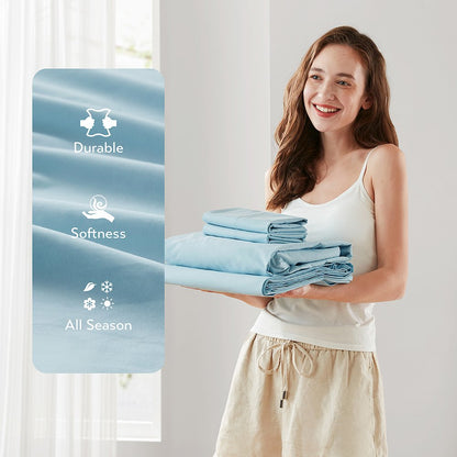 Cotton 144TC 100% Cotton Solid Sheet Set, Light Blue color