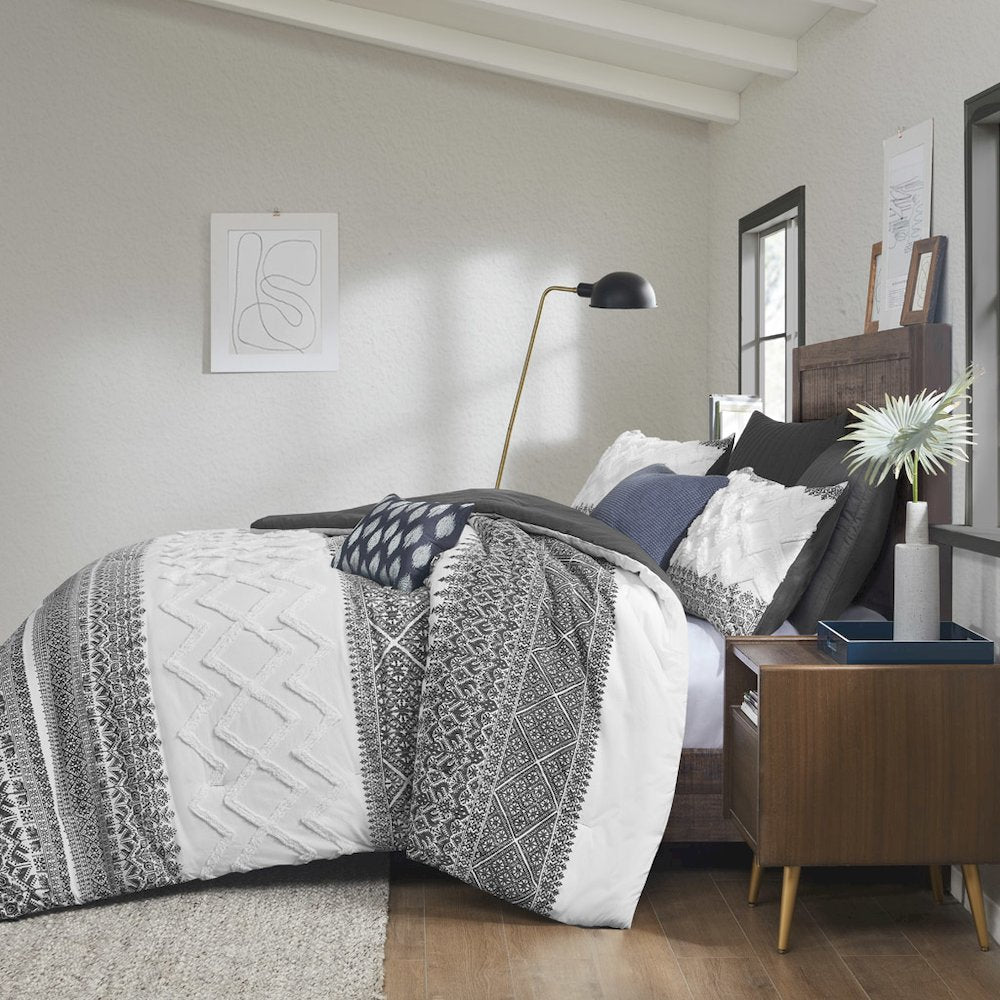 3 Piece Cotton Comforter Set with Chenille Tufting