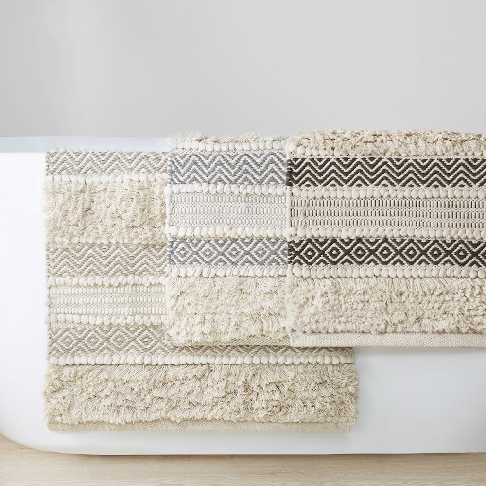 Woven Texture Stripe Bath Rug
