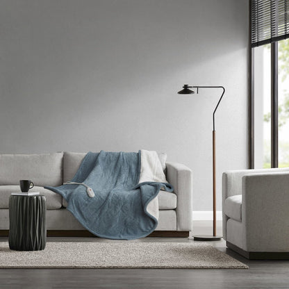 Amira Dream Soft Heated Throw in Blue