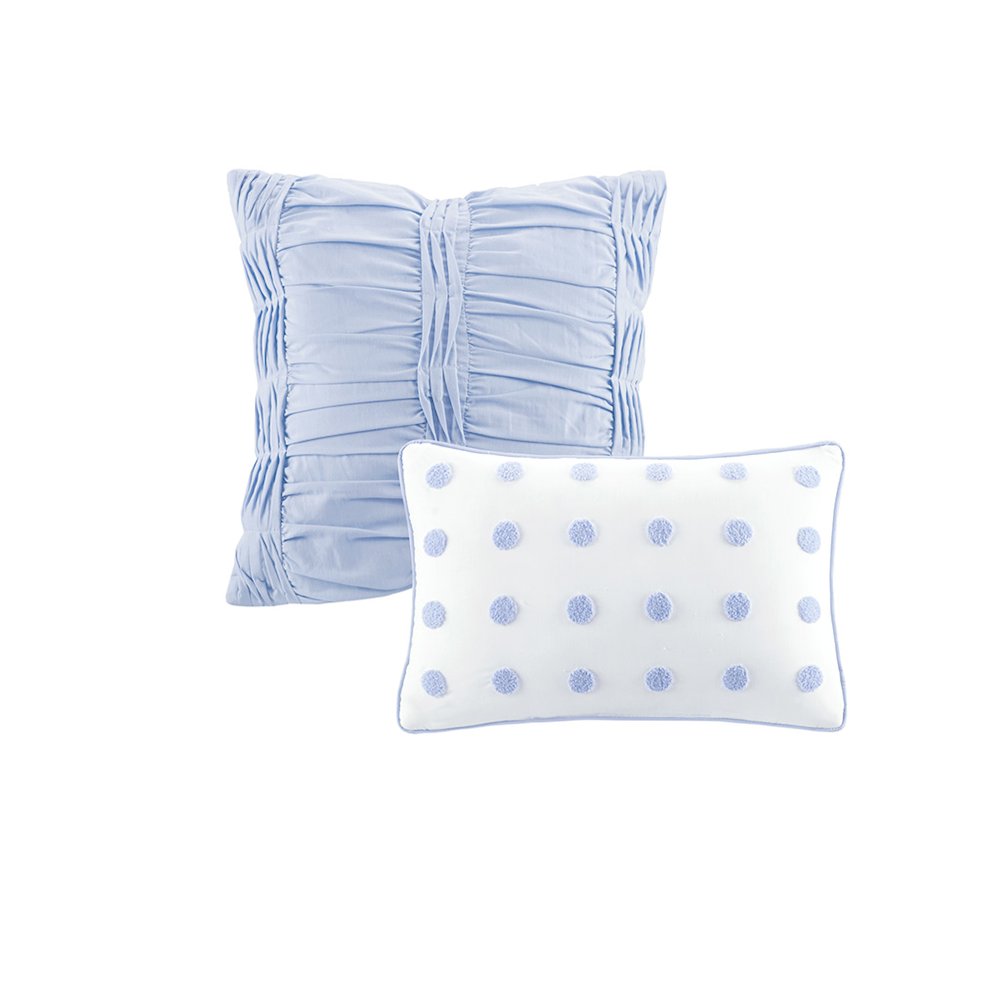 Cotton Jacquard Comforter Set with Euro Shams and Throw Pillows