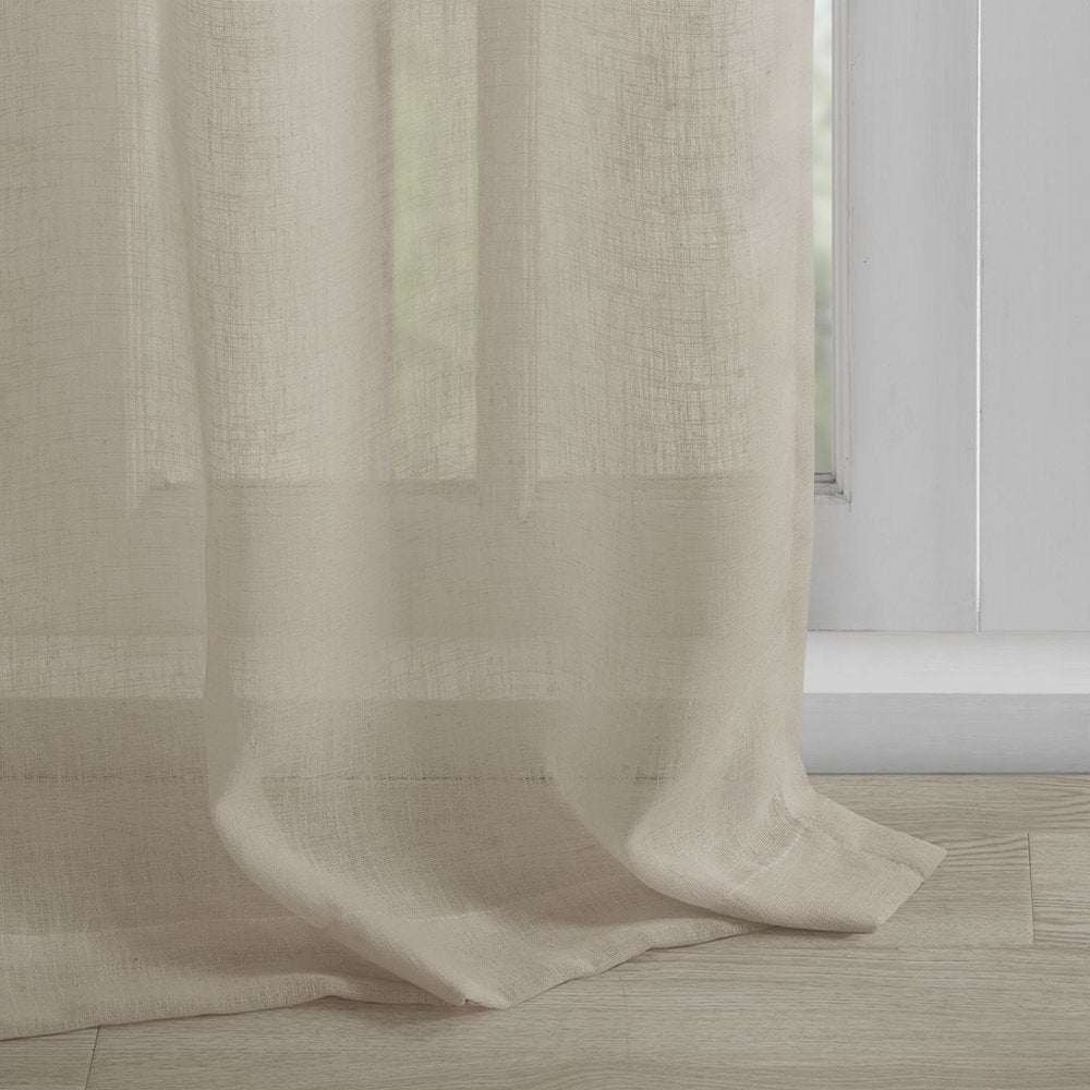 Rosette Floral Embellished Cuff Tab Top Solid Curtain Panel