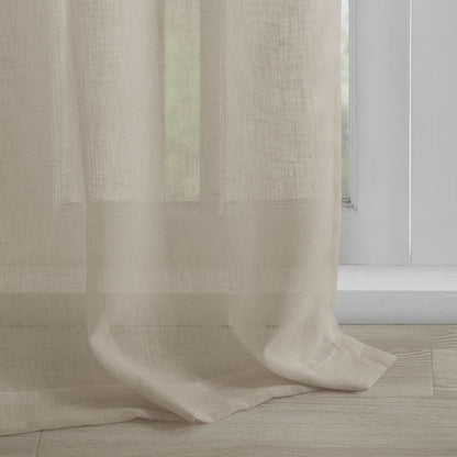 Rosette Floral Embellished Cuff Tab Top Solid Curtain Panel