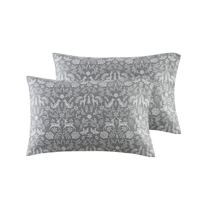Cozy Flannel 100% Cotton Flannel Printed Sheet Set, Sage Winter Fauna color