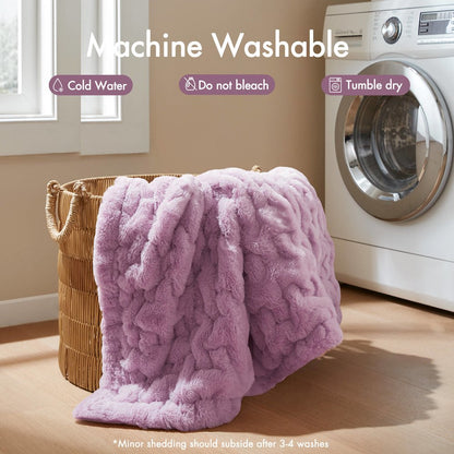 Ruched Fur Throw, Purple color