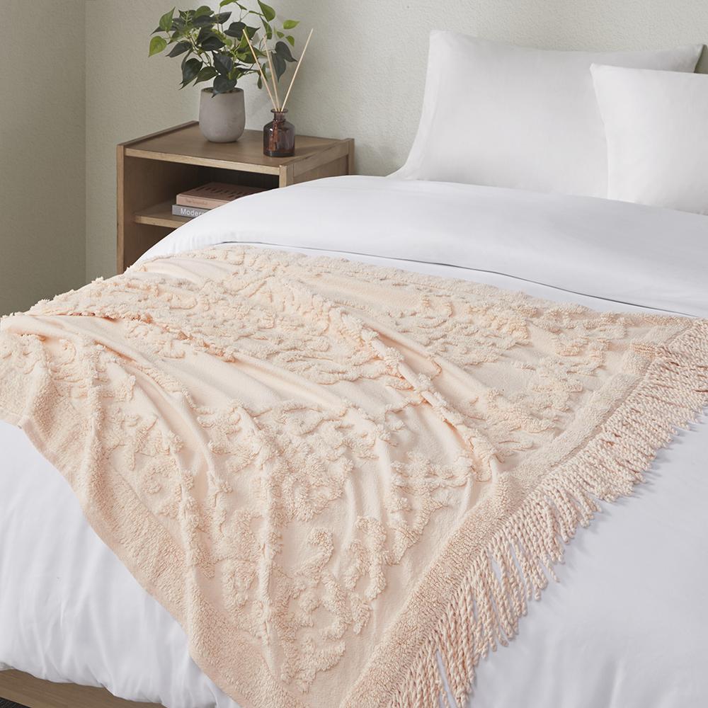 100% Cotton Tufted Chenille Lightweight Throw With Fringe Tassel 50" x 60"