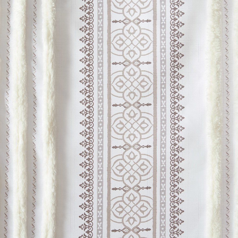 Samara Poly Printed Curtain Panel with Tufted Stripe and Lining