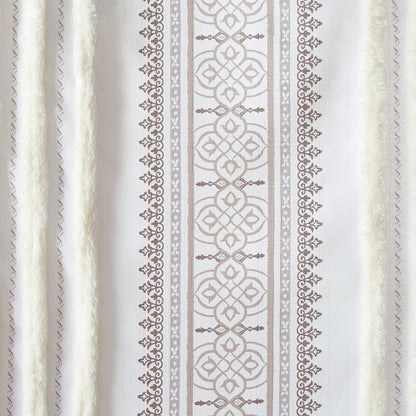 Samara Poly Printed Curtain Panel with Tufted Stripe and Lining