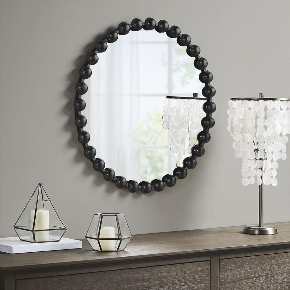 Beaded Round Wall Mirror 27"D