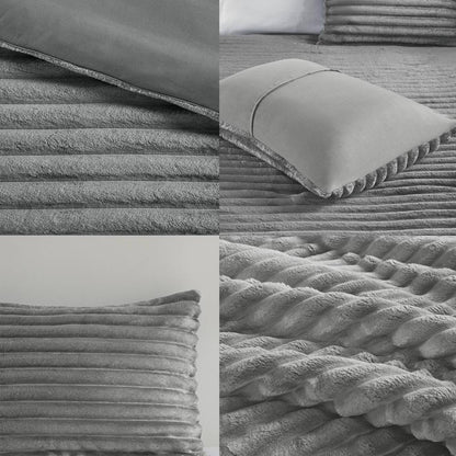 3 Piece Corded Plush Comforter Set