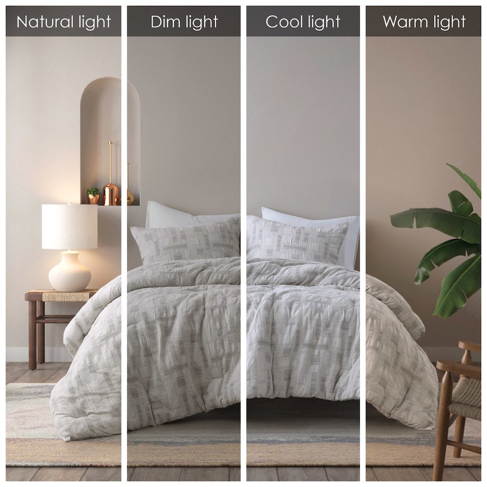 Cairo 3 Piece Cotton Jacquard Comforter Set, Ivory color