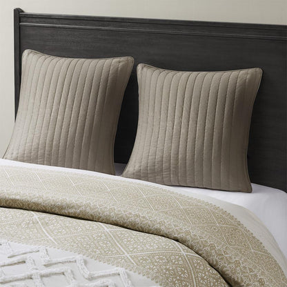 Camila Cotton Quilted Euro Sham, Taupe color
