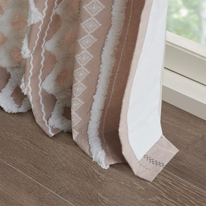 Cotton Printed Curtain Panel with Chenille Stripe and Lining