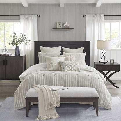 Oversized Cotton Clipped Jacquard Comforter Set with Euro Shams