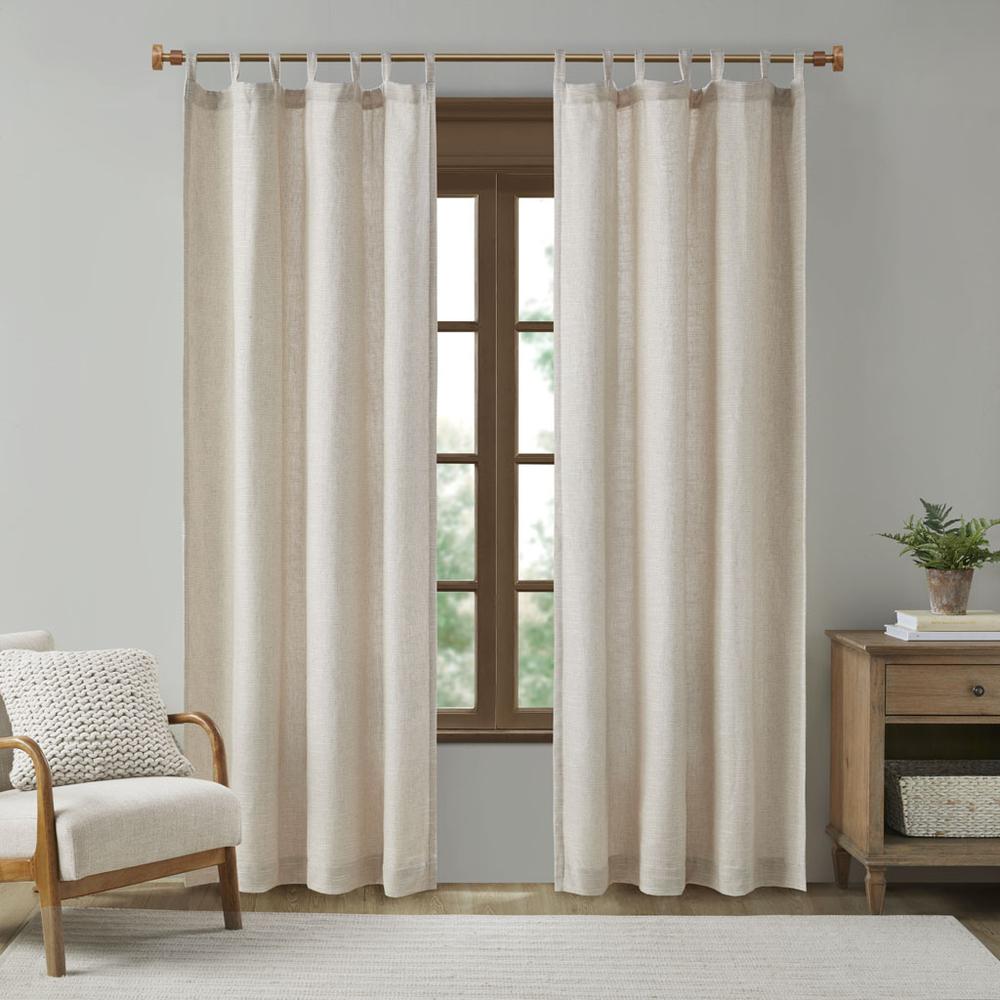 Faux Linen Tab Top Fleece Lined Curtain Panel
