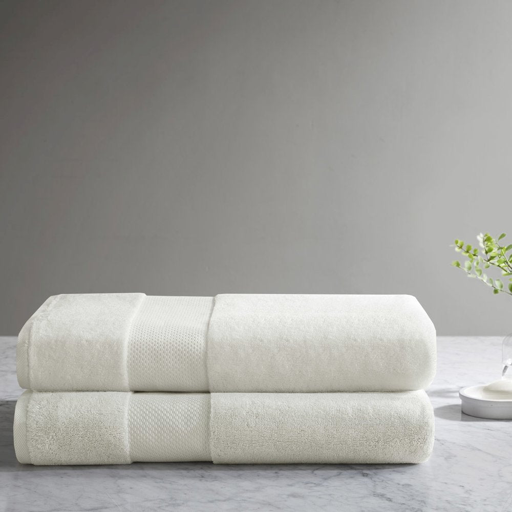 100% Cotton Bath Sheet 2 Piece Set in White Color