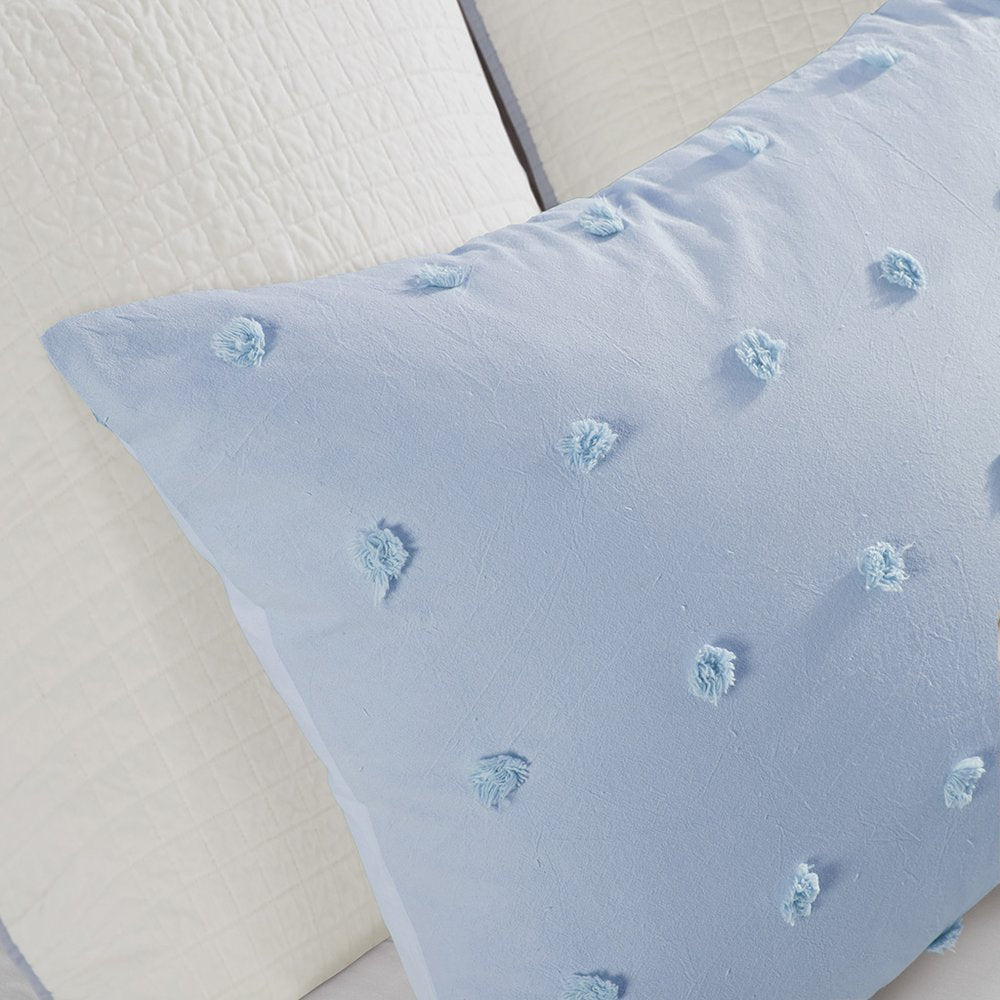 Cotton Jacquard Comforter Set with Euro Shams and Throw Pillows