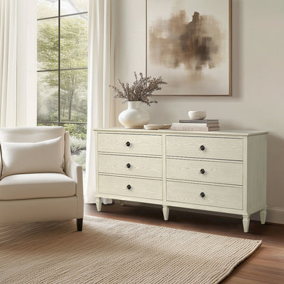 Victoria 6-drawer wood dresser (70"), Antique Cream color