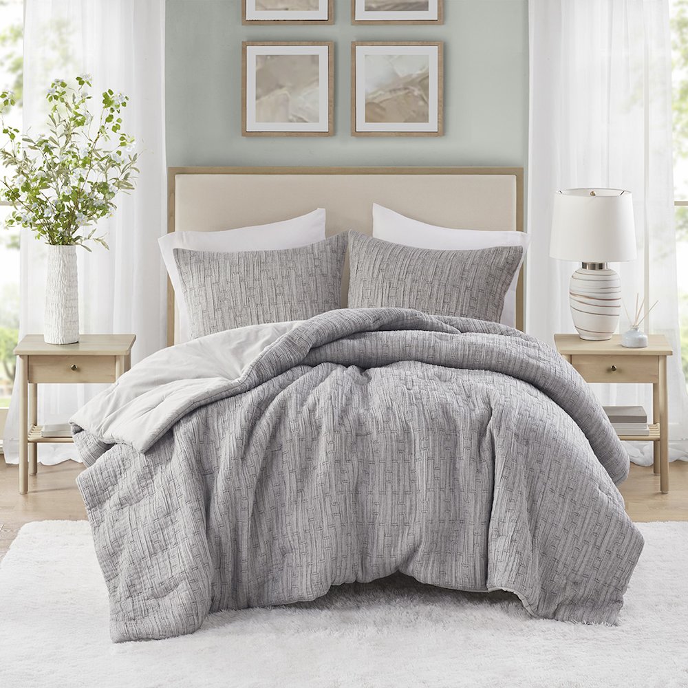 Arlo Oversized Comforter Set in Charcoal Color