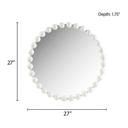 Beaded Round Wall Mirror 27"D