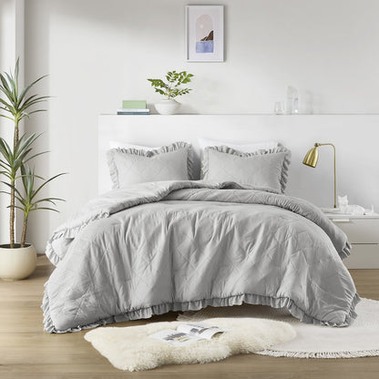Diamond Quilted Ruffle Edge Comforter Set