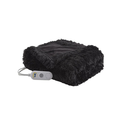 Shaggy Faux Fur Heated Throw
