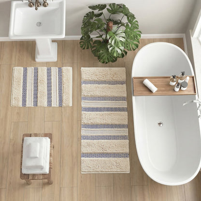 Asher Woven Texture Stripe Bath Rug