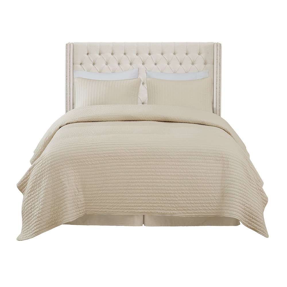 Amelia Upholstered Wingback Headboard with Button Tufting & Nailhead Trim