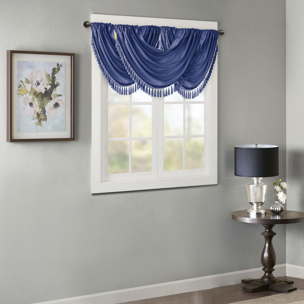 Faux Silk Waterfall Embellished Valance
