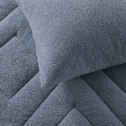 Double Diamond Quilted Teddy Comforter Set