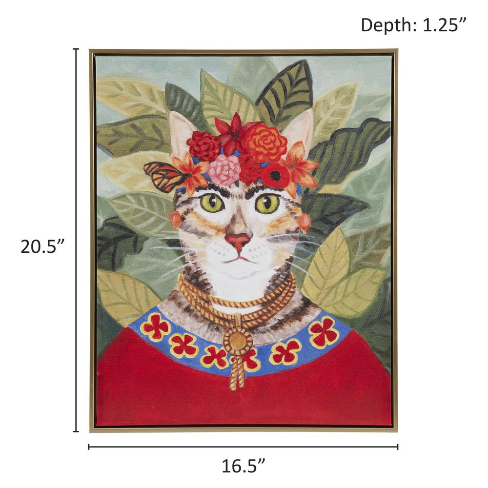 Bohemian Cat In Forest Framed Canvas Wall Art