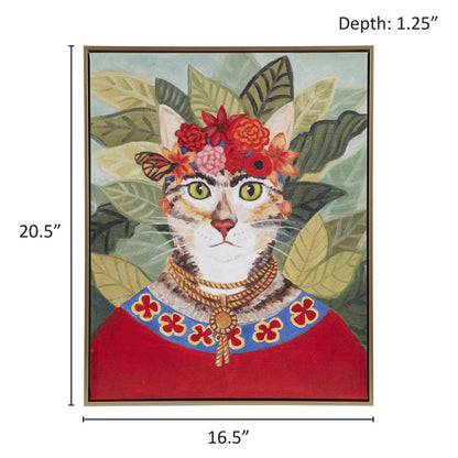 Bohemian Cat In Forest Framed Canvas Wall Art