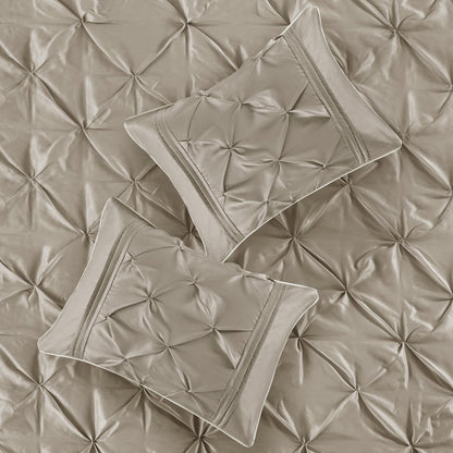 Laurel 100% Polyester Pieced Pleated 7pcs Tufted Comforter Set