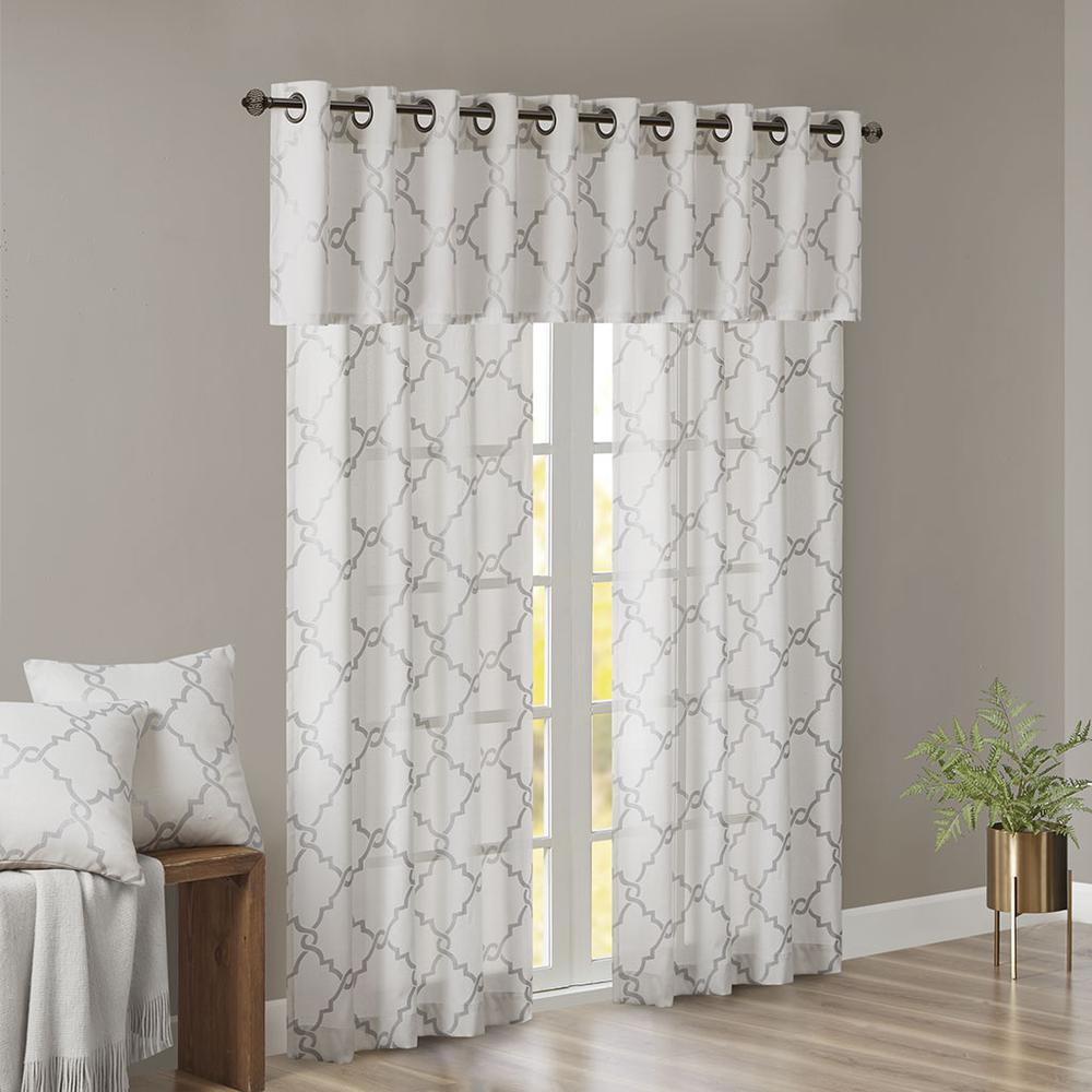Fretwork Print Grommet Top Window Valance