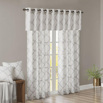Fretwork Print Grommet Top Window Valance