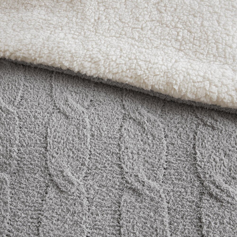 Riordan Cable Knit Chenille Comforter Set, Gray color