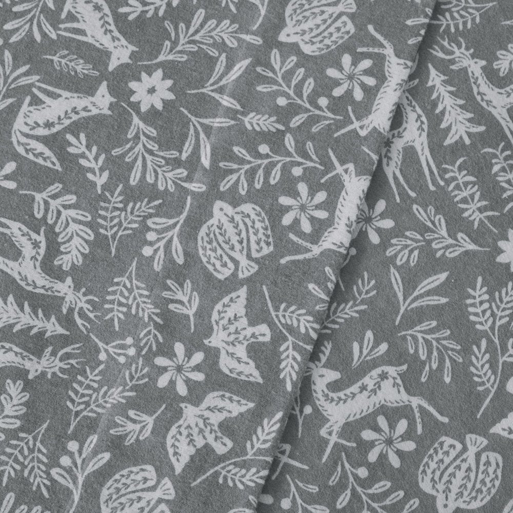 Oversized Cotton Flannel 4 Piece Sheet Set in Sage Winter Fauna