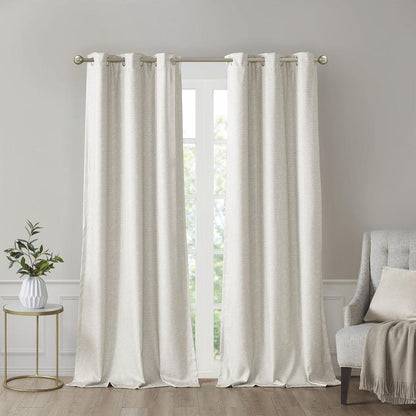 Tonal Printed Faux Silk Room Darkening Curtain Panel Pair