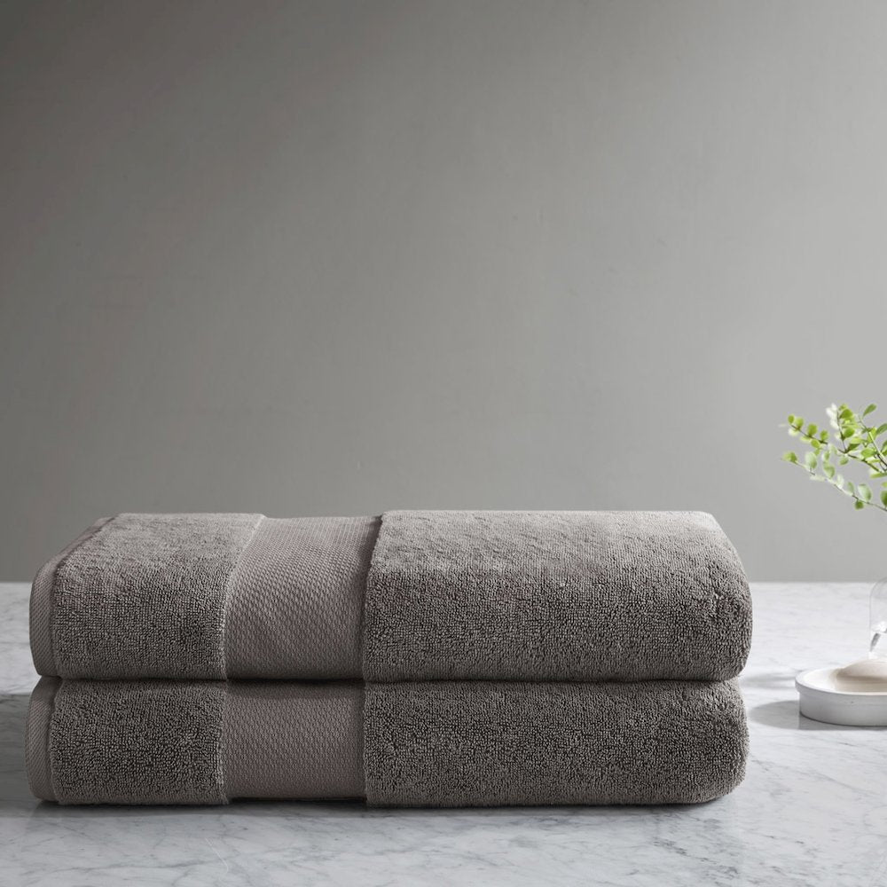 100% Cotton Bath Sheet 2 Piece Set in Charcoal Color