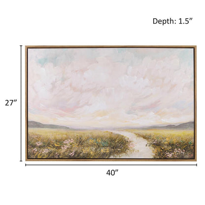 Hand Embellished Framed Canvas Abstract Landscape Wall Art