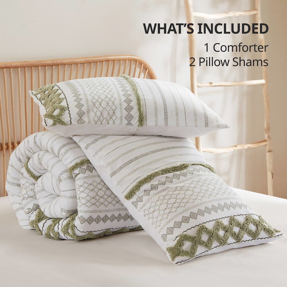 Cotton Printed Comforter Set with Chenille