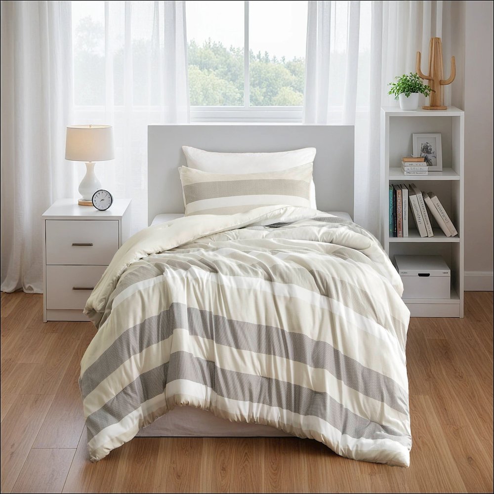 Blais Stripe Textured Print Comforter Set