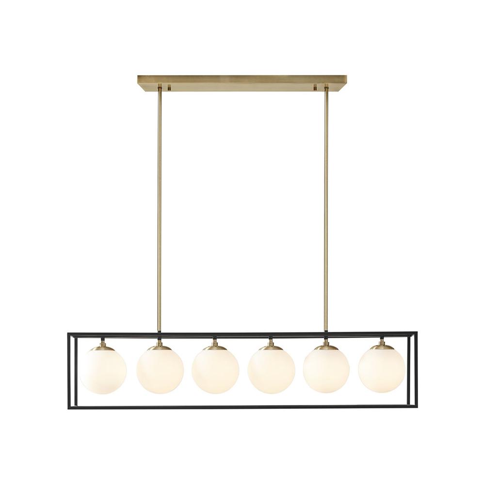 6-Light Frosted Glass Globe Linear Chandelier